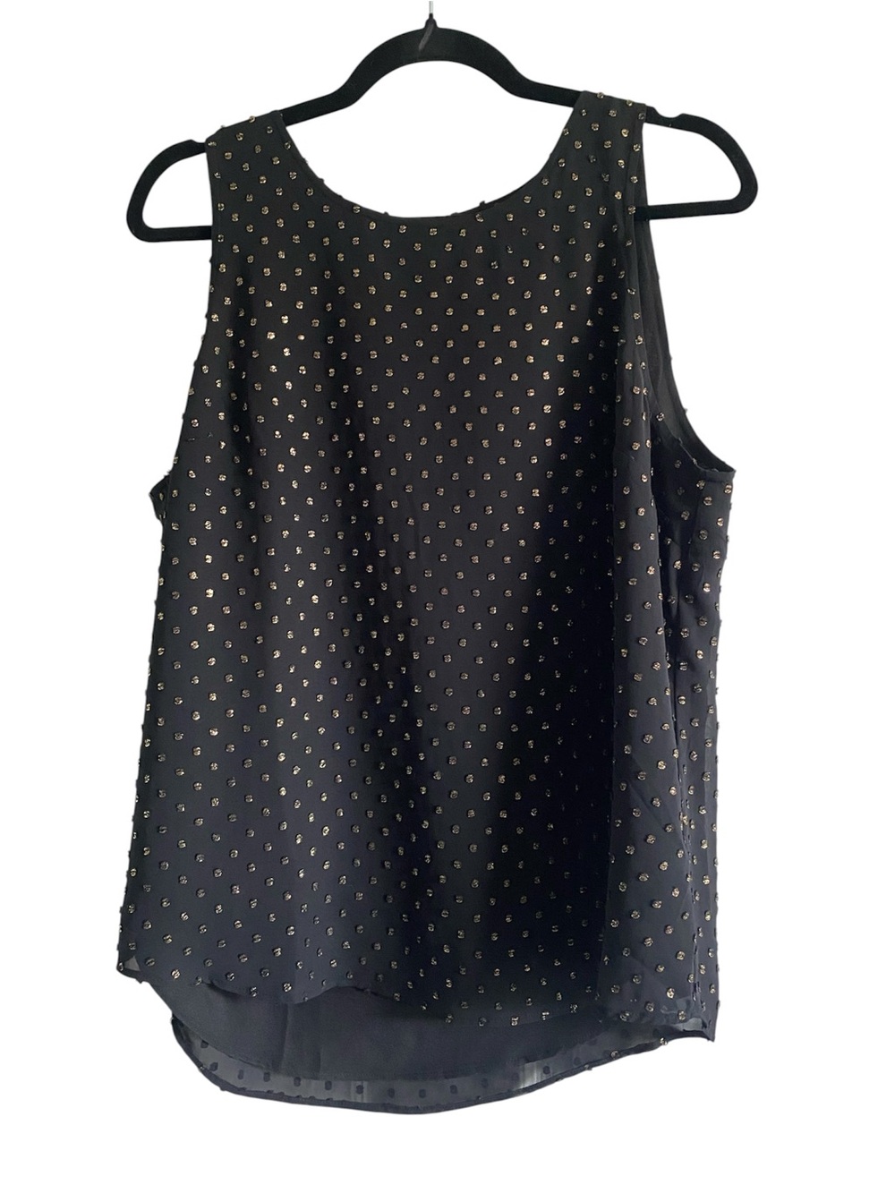 J.Crew Factory Black Gold Swiss Dot Sleeveless Blouse Medium